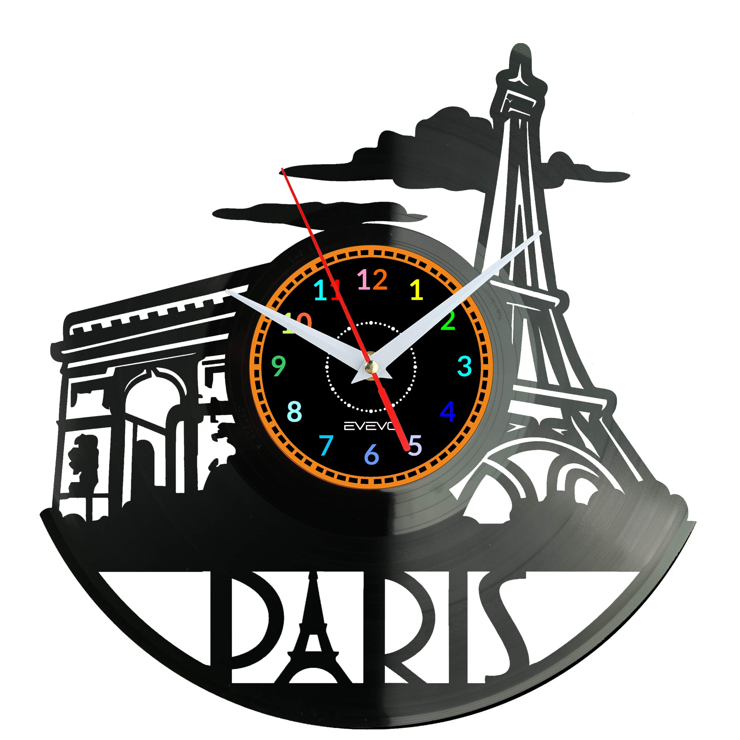 Horloge murale Paris Tour Eiffel en vinyle, idée cadeau déco idéale pour homme et pour femme