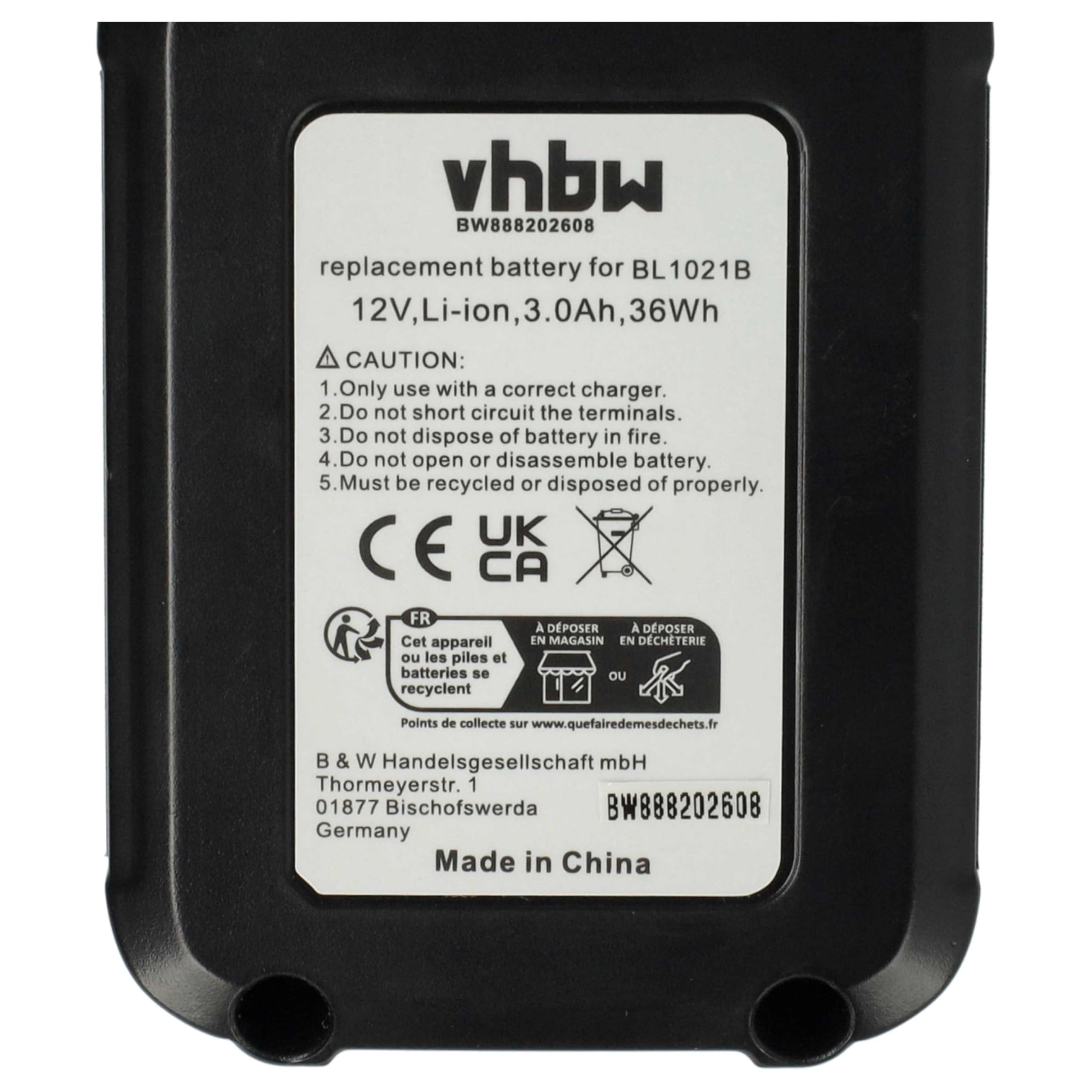 vhbw Bateria 3 x kompatybilna z Makita RM02, RJ03Z, RJ03, PT354DZJ, RJ03R1, SD100DSAJ, SD100D, SD100 elektronarzędzia (3000 mAh, Li-Ion, 12 V)