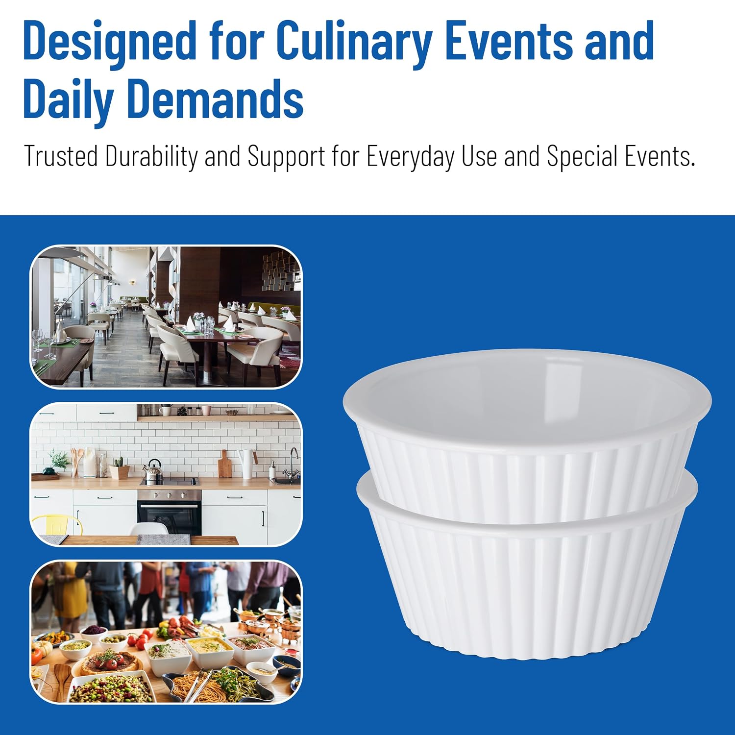 Carlisle FoodService Products 084502 SAN Fluted Ramekin, 4.5 oz Capacity, White (Case of 48)