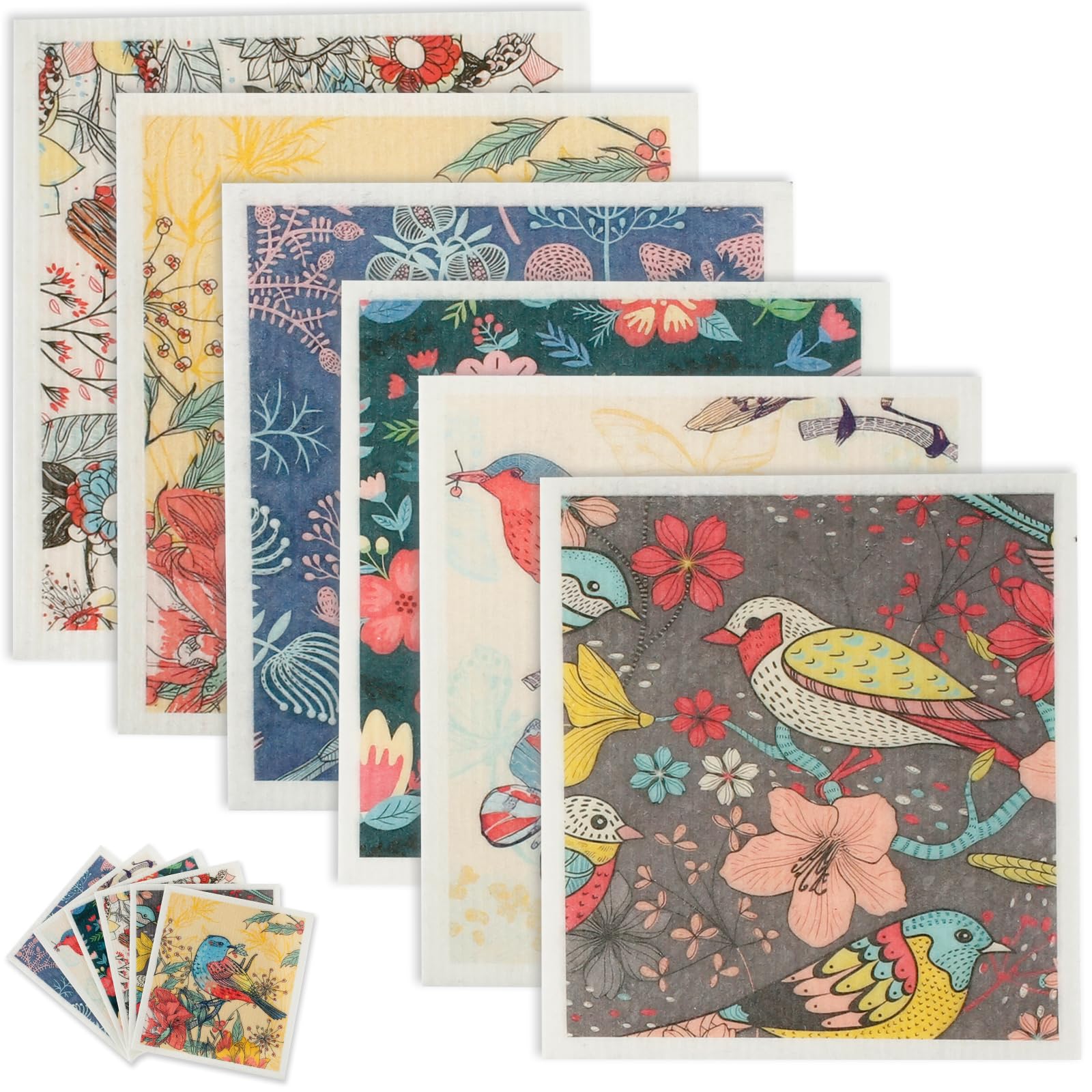 – Swedish Dishcloths, Mixed Colours Reusable Kitchen Dish Towels, Absorbent and Quick-Drying Dish Cloths, Washable Kitchen Wash Rag, Soft Cellulose Sponge Cloths 7.7 X 6.7inch(style 3 (6PCS))