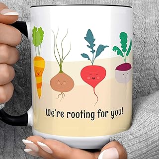 Rooting for You Veggie Coffee Mug Motivational Ceramic Microwave and Dishwasher Safe Cup