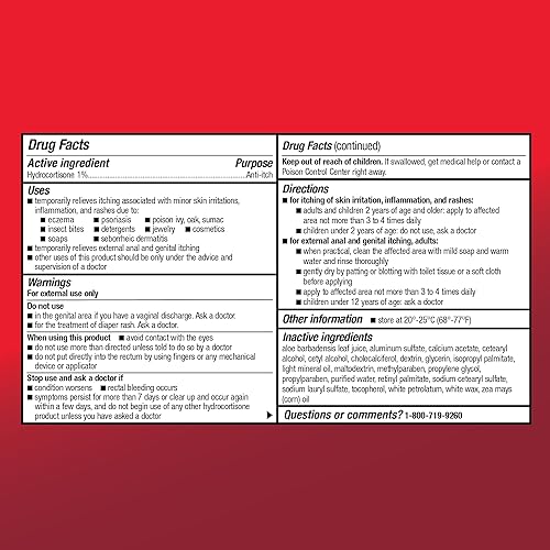 Miniatura 4 de Tienda Basic Care Crema antipicazón de hidrocortisona 1  de máxima fuerza más 10 hidratantes alivia la picazón asociada con hiedra venenosa roble