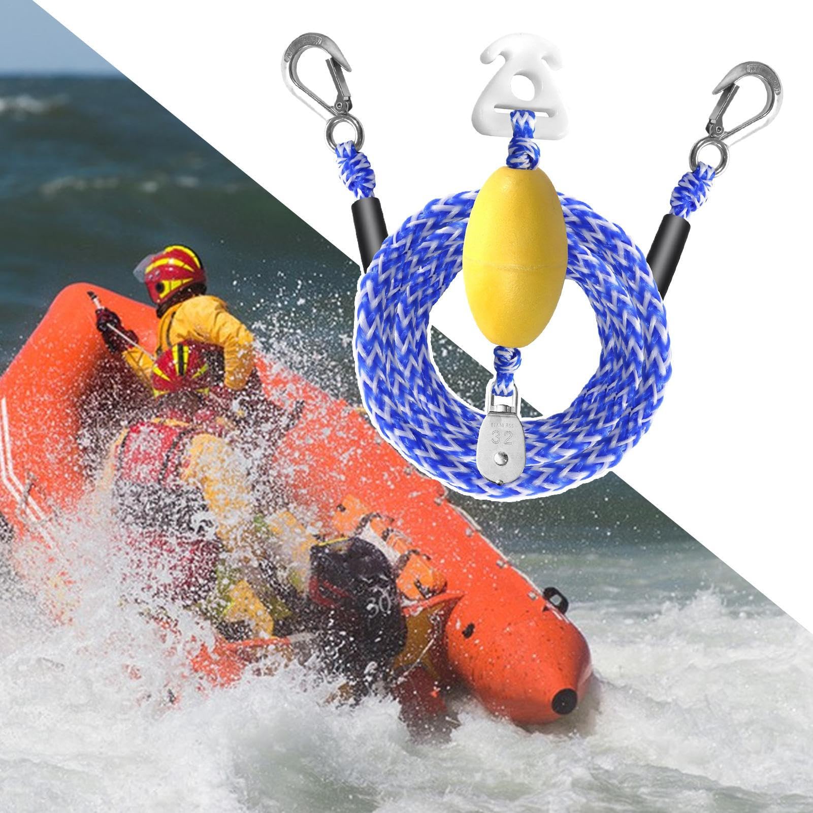 Cuerda De Remolque Tubo para Barco - Cuerda De Esquí Acuático Larga con Flotador | Anzuelo para Pesca Vela Rescate Remolque Lago Río