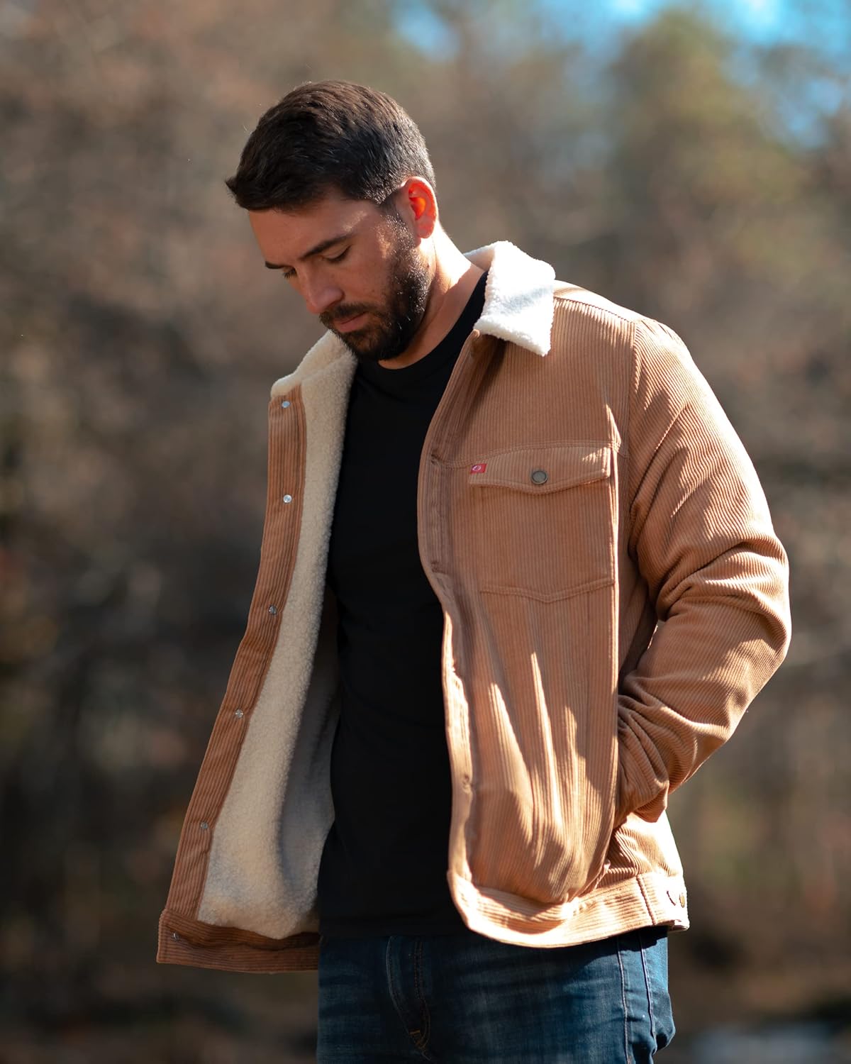 The American Outdoorsman Sherpa Lined Corduroy Trucker Jacket for Men