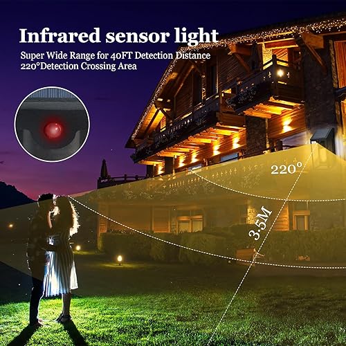 Miniatura 5 de MALUX Luces de pared para exteriores con sensor de casa, luces de pared al aire libre, luz blanca cálida para exteriores, luces solares IP44