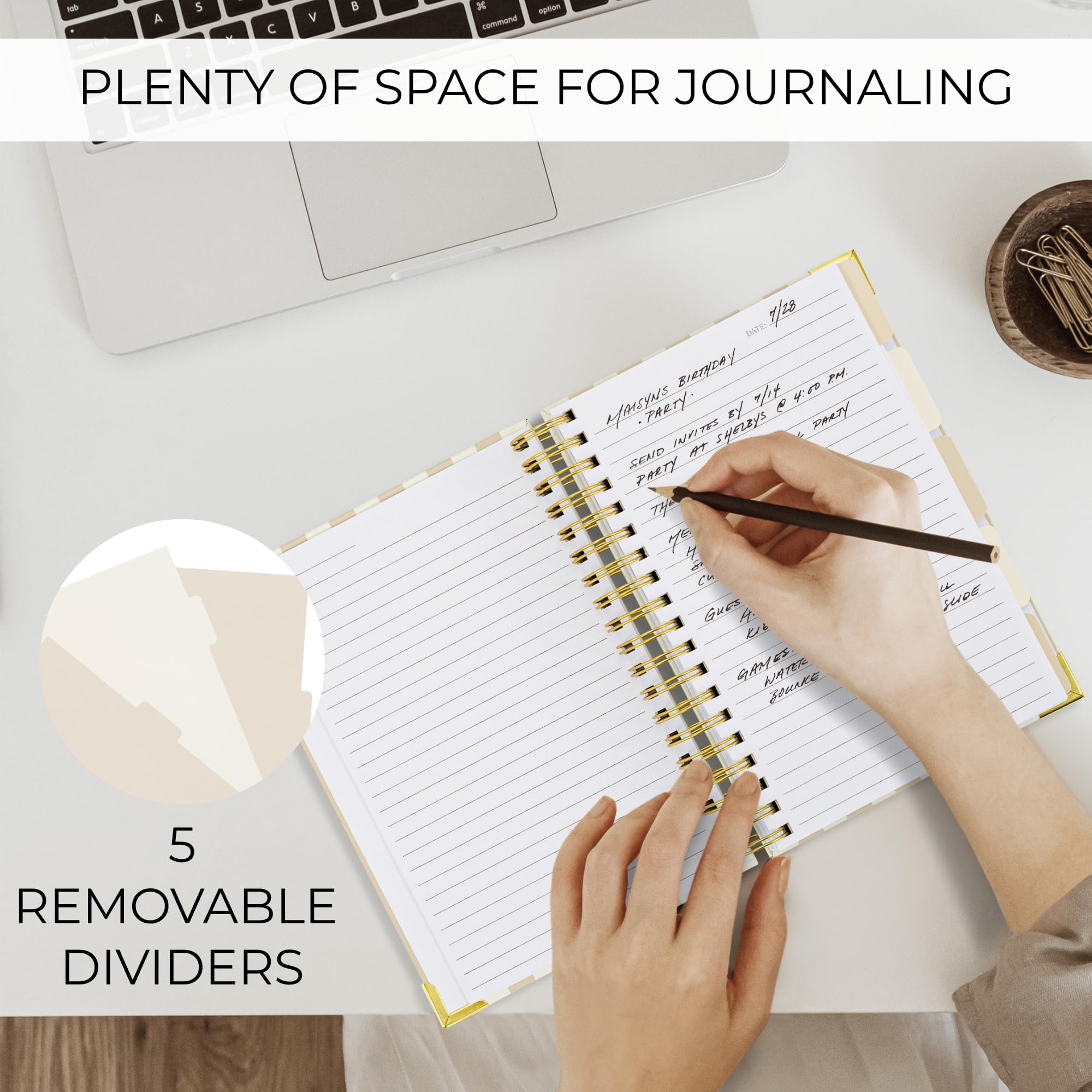Cuaderno de espiral grueso estético para mujer en formato B5, moderno cuaderno de notas de lino con rayas universitarias con 300 páginas a rayas, perfecto para escribir y mantenerse organizado en el