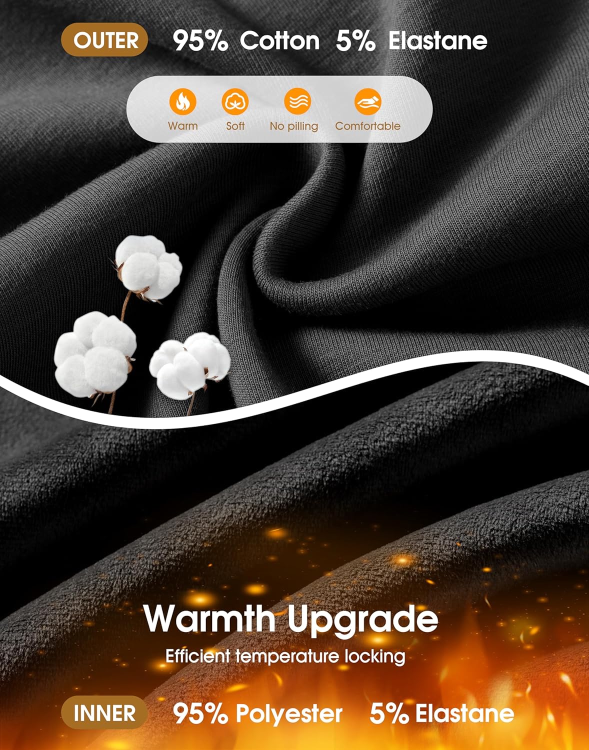 Soothfeel Men's Fleece Sweatpants Cotton Open Bottom Straight Leg Baggy Winter Warm Pants Sweatpants - Image 4