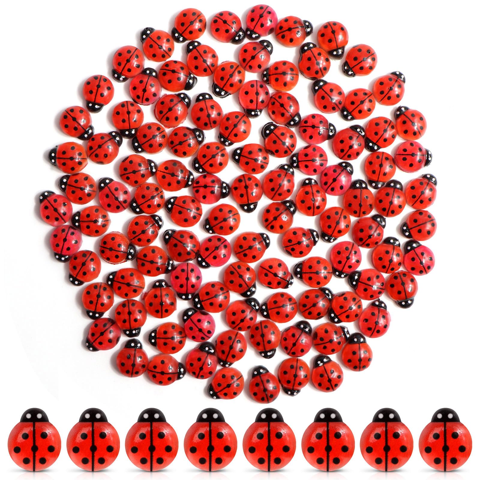 VICROIC 100 PCS Mini Resin Ladybugs - dollhouse accessories | Mubboo