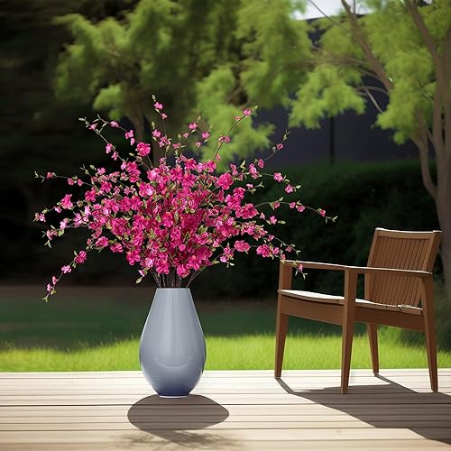 Miniatura 7 de Ammyoo 4 flores artificiales de cerezo, flores de cerezo sintético de 39 pulgadas, arreglo de ramas de durazno para decoración de primavera y