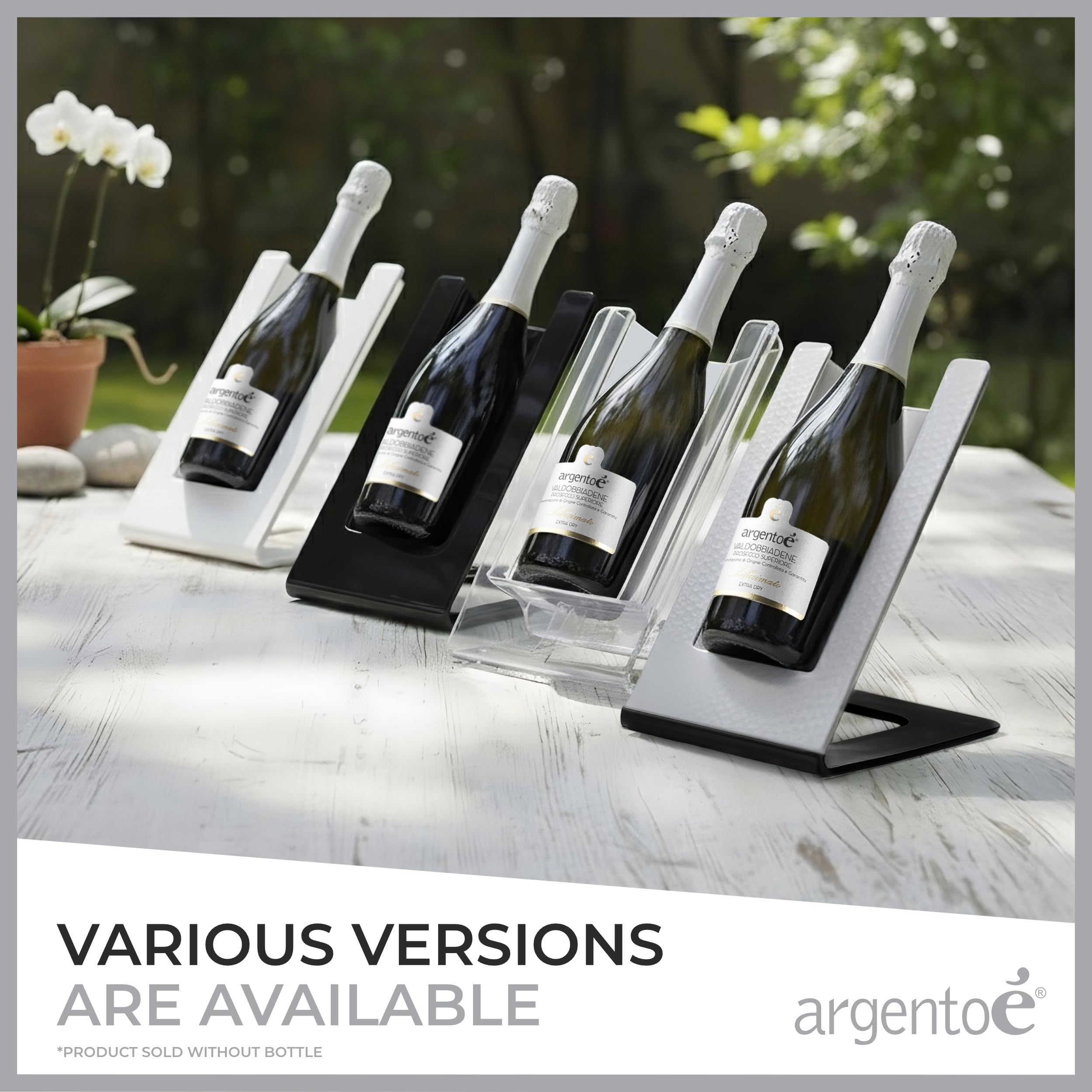 argentoè Gelette Rafraîchisseur de Bouteille de Vin - Porte-Bouteille Réfrigérant et Glacette Thermique de Table - Présentoir pour Mousseux et Champagne Sans Glace - Design Made in Italy (Noir)