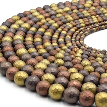 Hematite Beads | Faceted Mixed Metallic Coated Hematite Beads | Matte Beads | 6mm