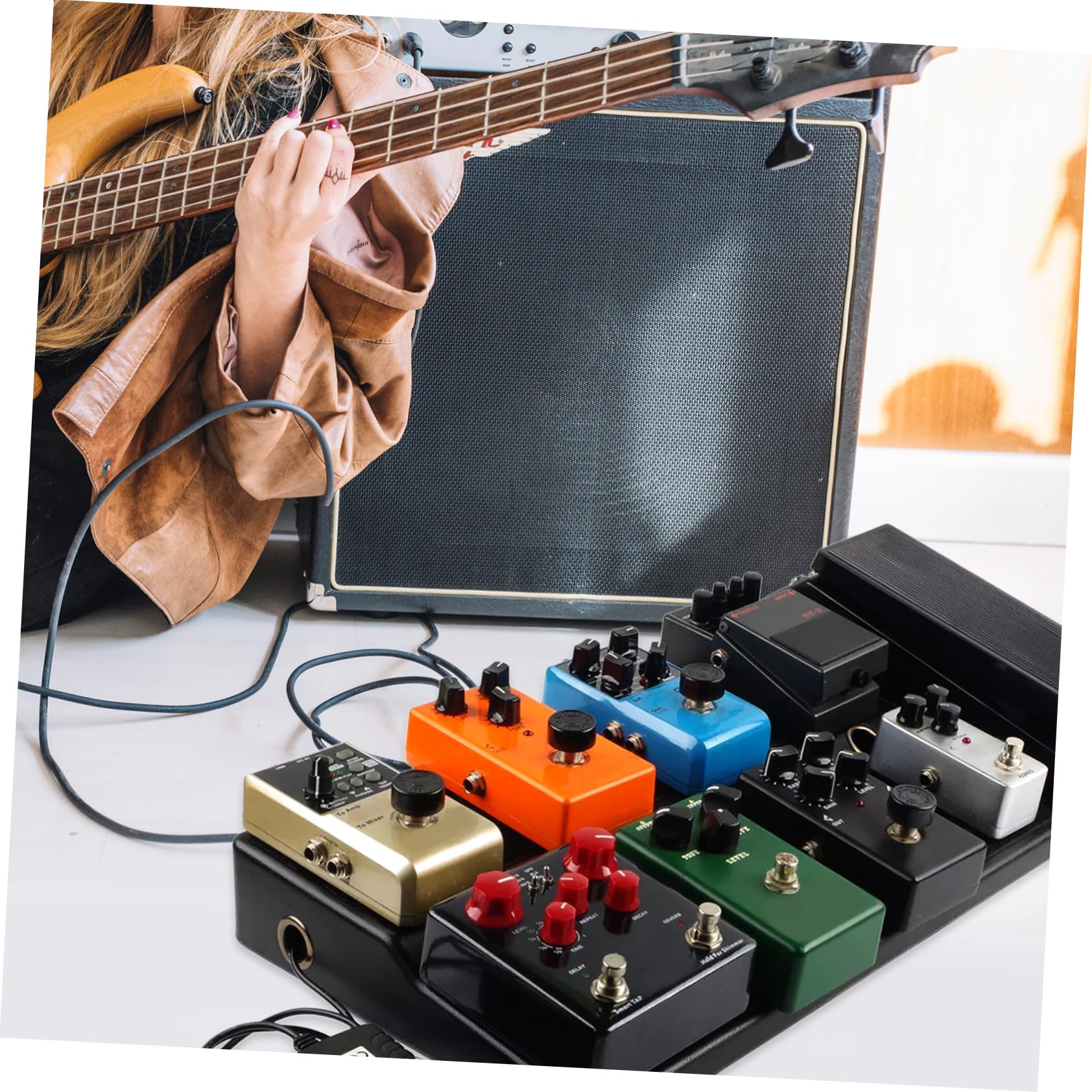 BESPORTBLE Effektboard Für Gitarre Mit Ständer Und Netzteil Pedalhalterung Und Tasche Gitarreneffektzubehör Für Transport Und Aufbewahrung