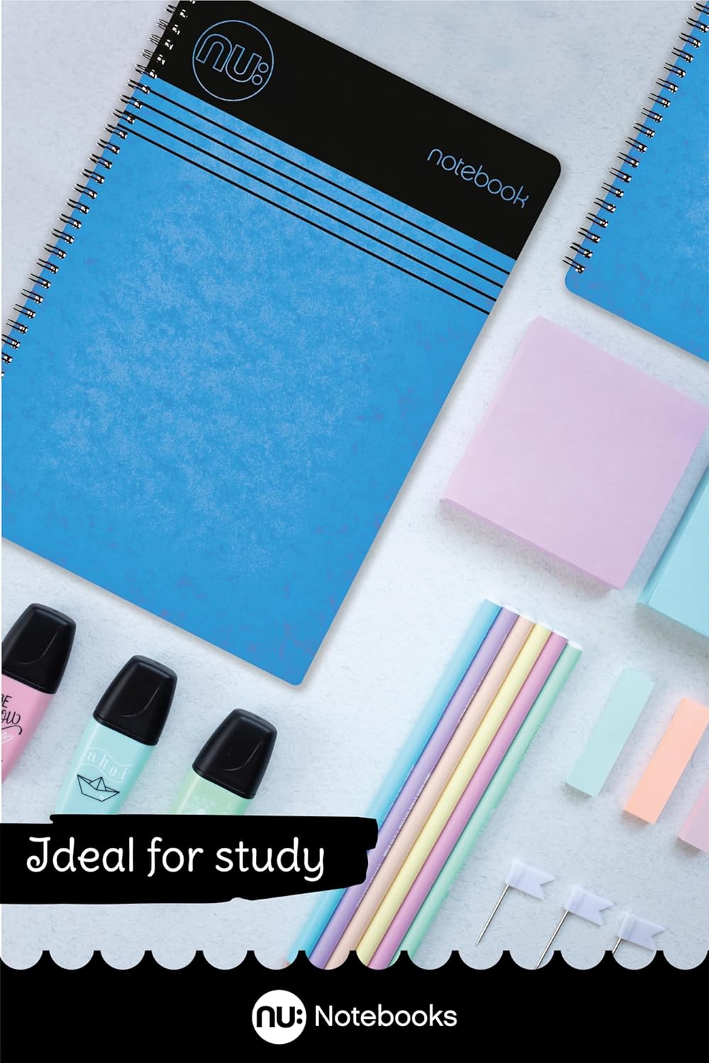 NU Notebooks - Craze Cloud Range - A5 Blue Notebook - Wirebound Notebook - Stationery Notebooks - Ruled Notepad - 110 Pages - Multipack of 3