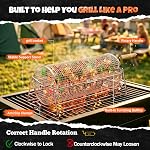 Rotatable Rolling Grill Baskets, 304 Stainless Steel, Even Cooking Nesting Grilling Net, BBQ Accessories Tools for Vegetables and Shrimp, Outdoor Camping, Gifts for Birthday/Men/Dad/Husband