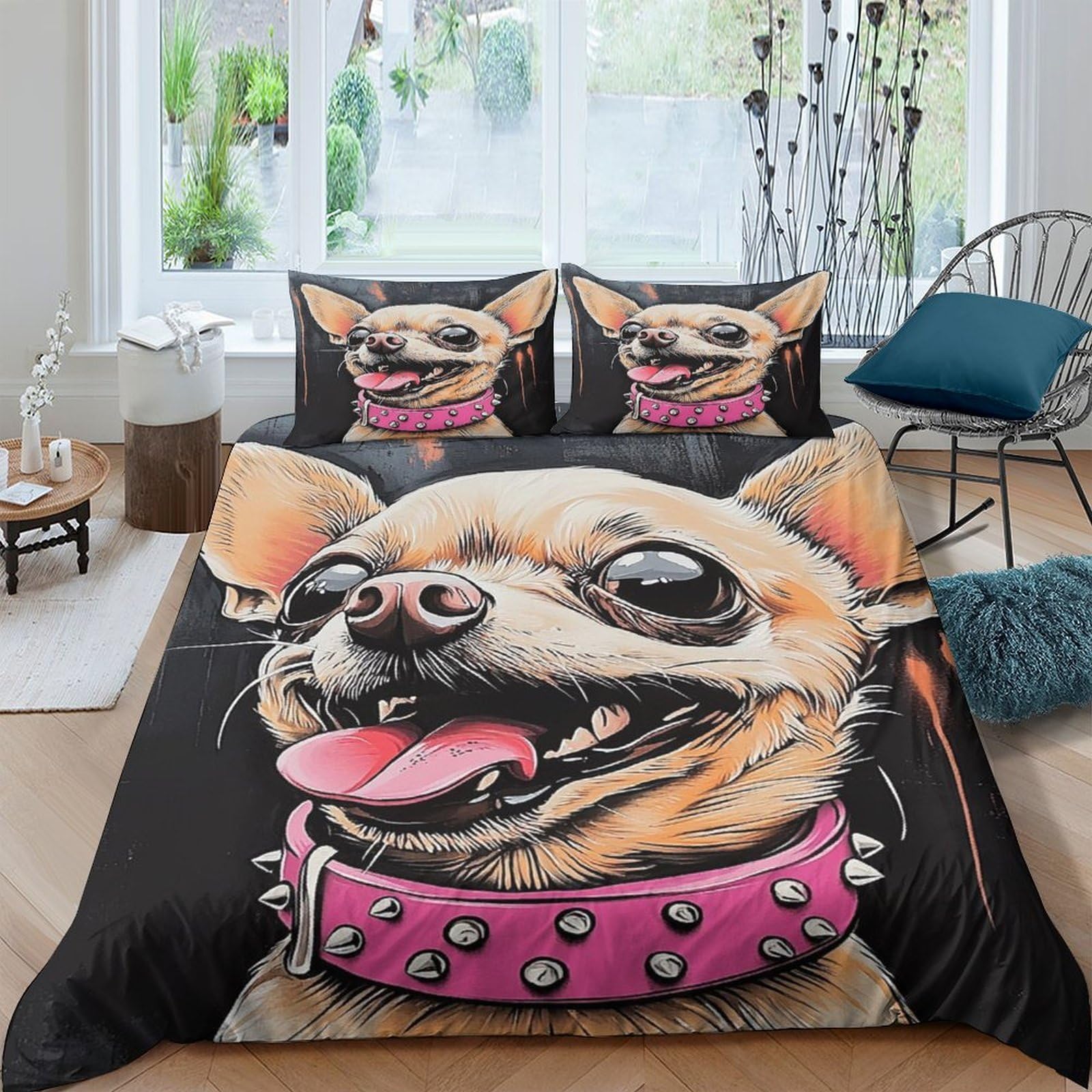 Ctjqhvkz Style-6 3D Printed Chihuahua Dog Fitted Sheet Microfiber Soft Cartoon Puppy Mattress Cover For Bedroom Dorm Decorative Use Single（135X200cm）
