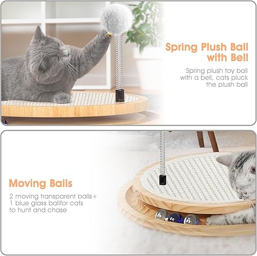 Miniatura 6 de Rascador de sisal natural para gatos, juguete interactivo con bola de resorte para perseguir, caza, rompecabezas de ejercicio físico mental