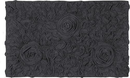 Miniatura 2 de Home Weavers Bell Flower Collection - Tapetes de baño copetudos de 100 % algodón, extrasuaves y absorbentes, antideslizantes, lavables a máquina,