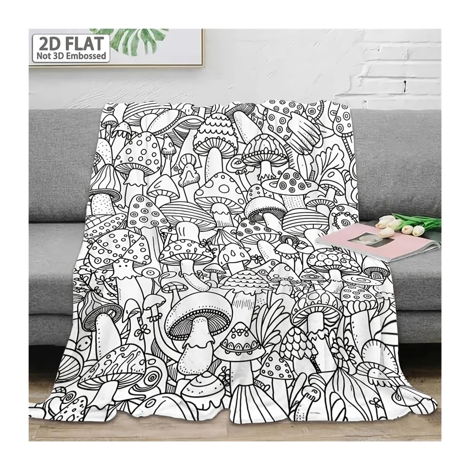 coperta da colorare Coperta da tiro colorare con funghi Graffiti(100x130cm39x51in)