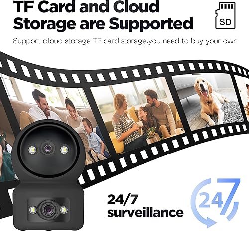 Miniatura 6 de Cámaras para seguridad en el hogar, cámara Wi-Fi de doble lente para interiores, 2.4G, 1080p HD, detección de movimiento, visión nocturna, audio