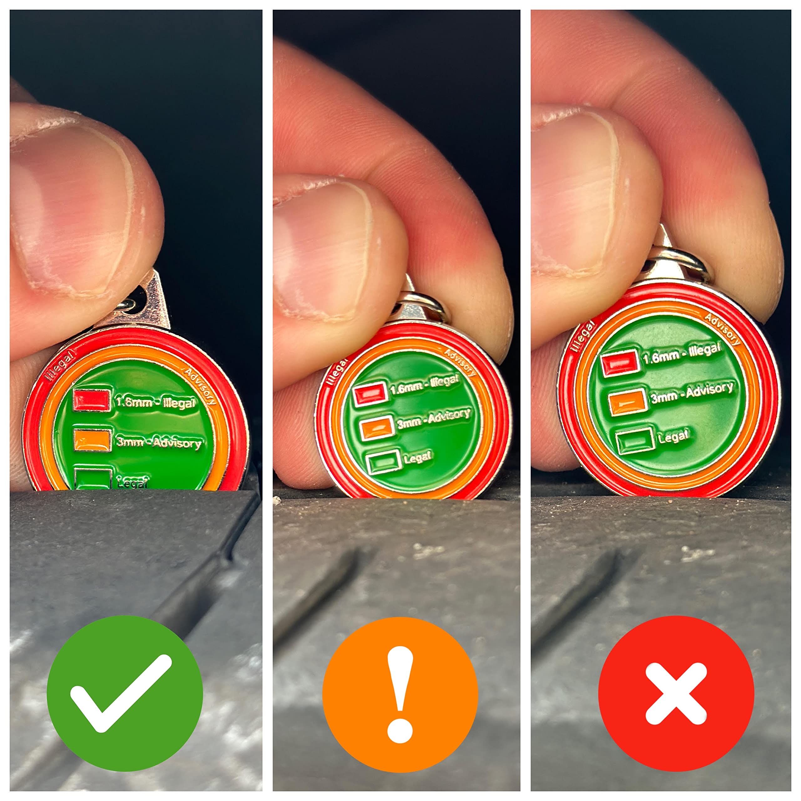 Round Tyre Tread Depth Gauge, Portable Tire Depth Measuring Tool Keychain For Car And Van, Shopping Trolley Coin Keyring - View #2