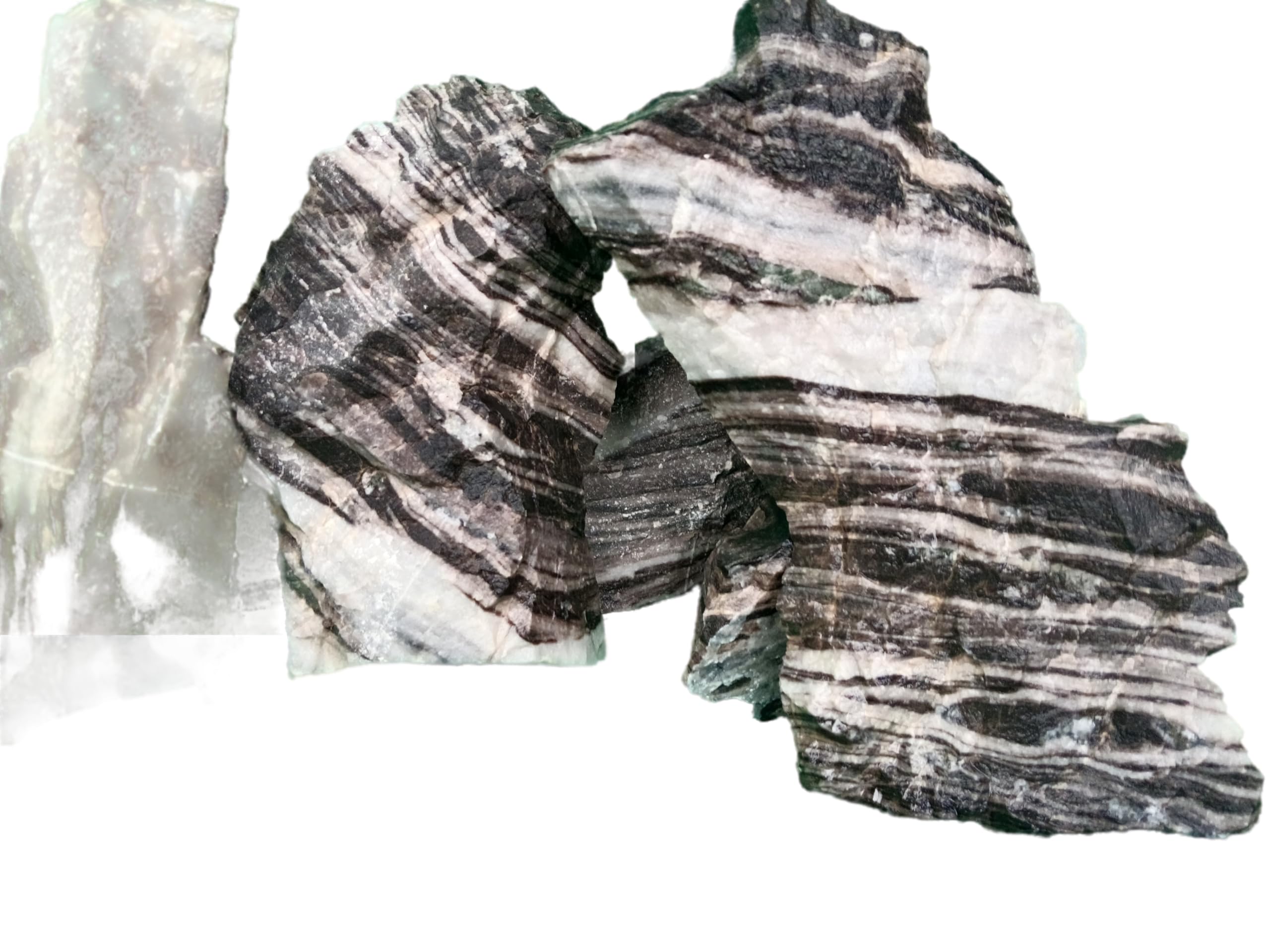 RUKDA Natural Zebra Rock for Aquariums, Gardens, and Home Decor - Premium Decorative Stones for Aquatic Environments, Terrariums, Landscaping, and Interior Design - 1kg 2