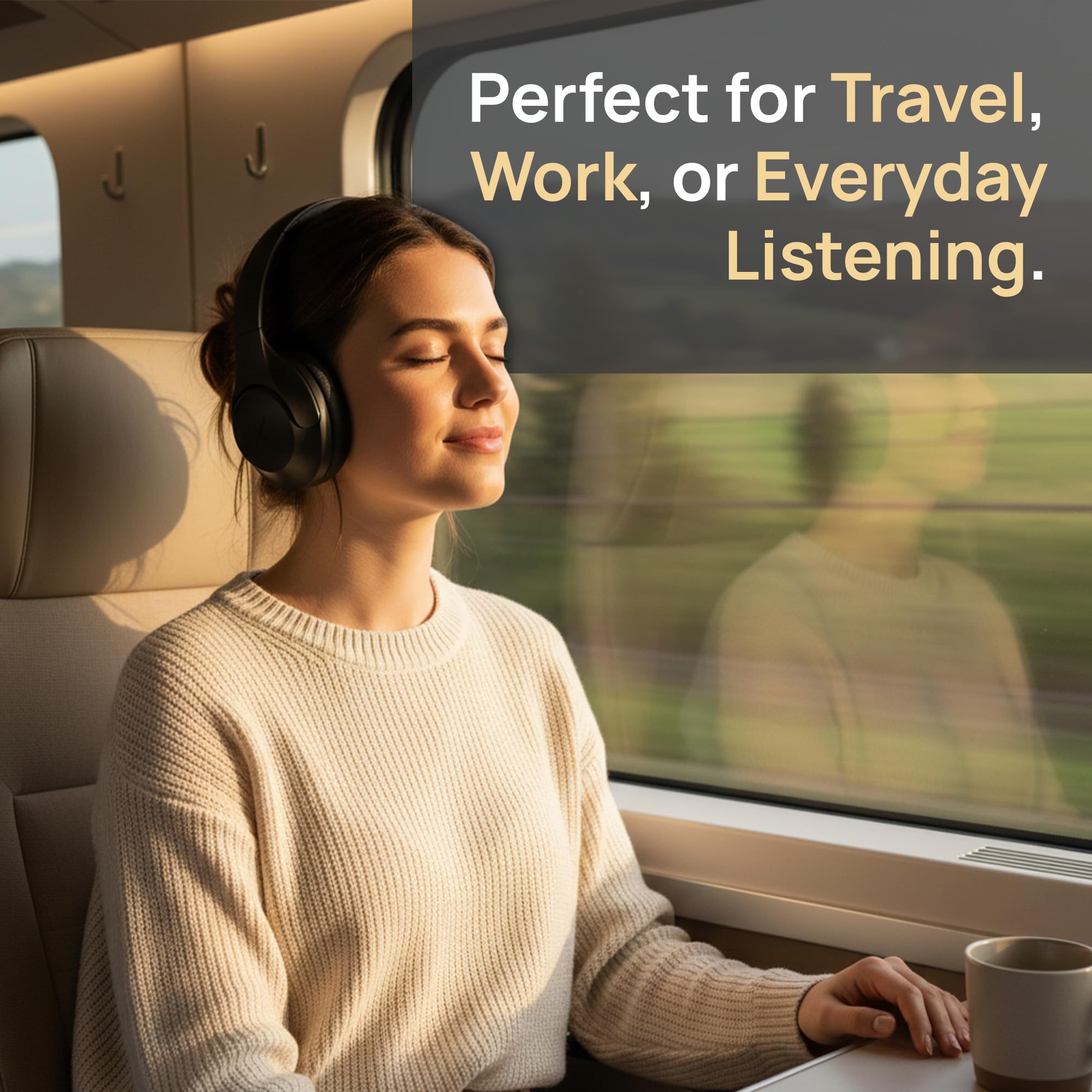 Volkano VXH200 Casque Bluetooth sans Fil à Réduction de Bruit (ANC) – 60H Autonomie, Casque Audio Over-Ear Pliable et Confortable, Basses Profondes, Micro Intégré pour Voyage et Bureau (Noir)