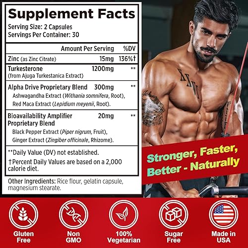 Miniatura 6 de Suplemento de testosterona para hombres – Potenciador de testosterona para hombres, suplemento de mejora masculina de 4 veces de fuerza con