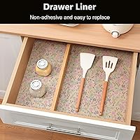 Vista 42 de INNOLITES Kitchen Cabinet Shelf Liner Non-Adhesive Refrigerator & Drawer Liner Waterproof, Oil-Proof EVA with Floral Pattern Easy to Cut &