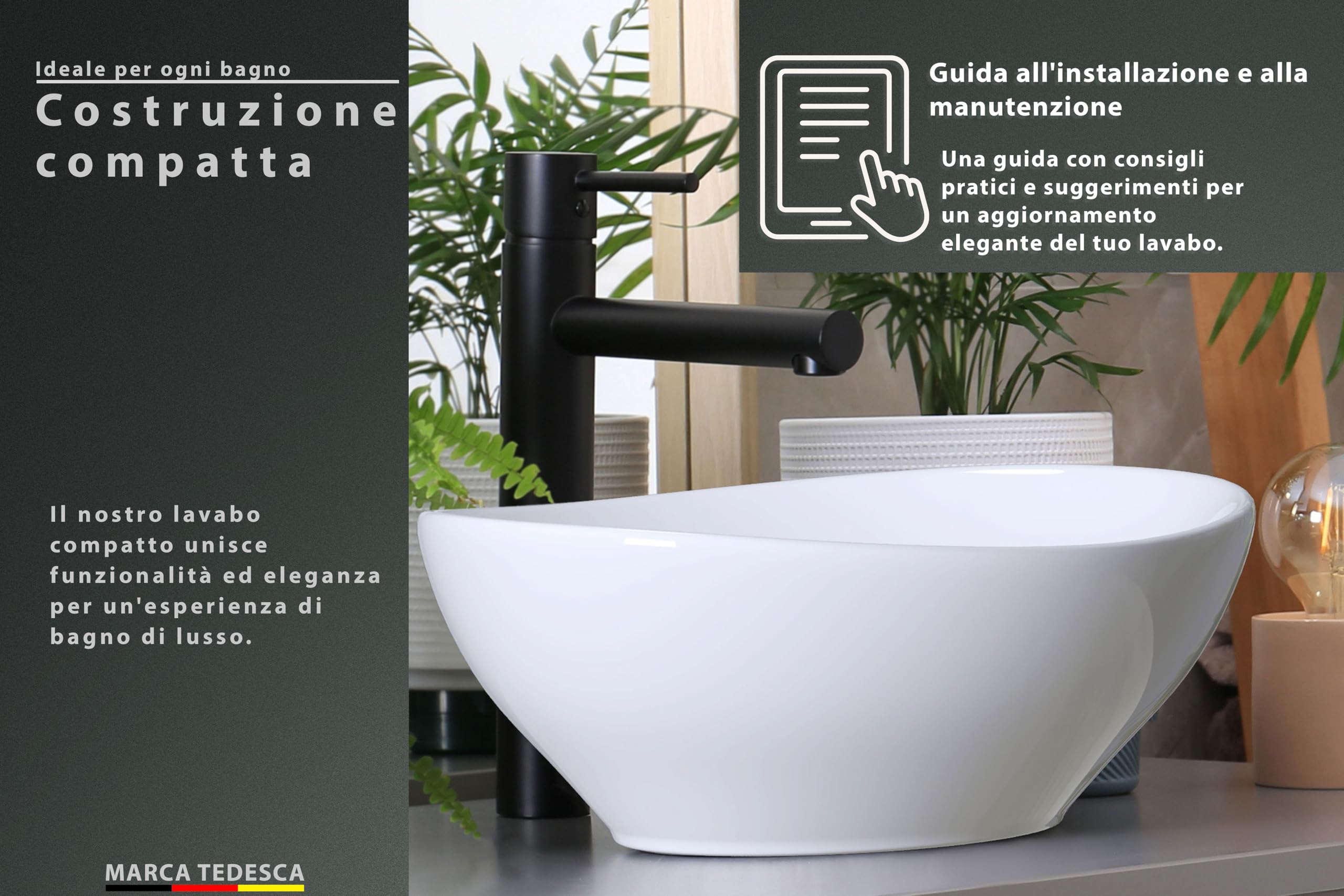 Elegante piccolo lavabo ovale con effetto loto per bagno e bagno degli ospiti - waschbecken24 (41x33x14cm, bianco / A99)