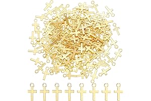 Kenning 200 Pcs 16 x 8 mm Cross Pendant Beads for Jewelry Making