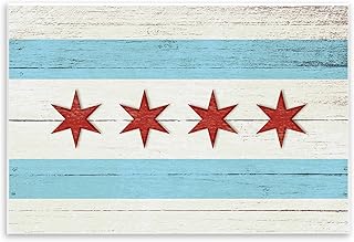 Stupell Industries Chicago Flag Distressed Wood Look Wall Plaque, 10 x 15, Design by Artist Daphne Polselli