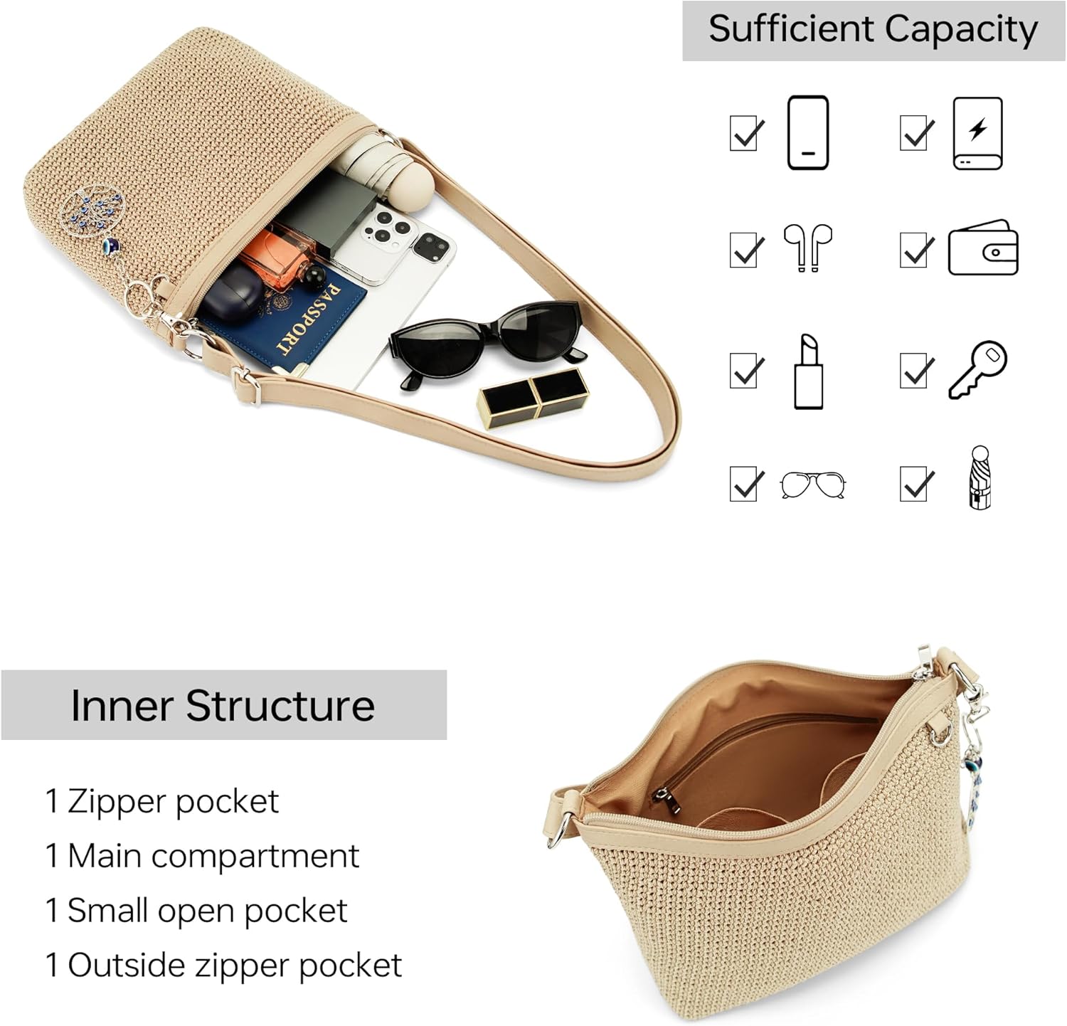 Crochet Bag for Women Beach Purse for Women Vacation on Spring Summer - Image 4