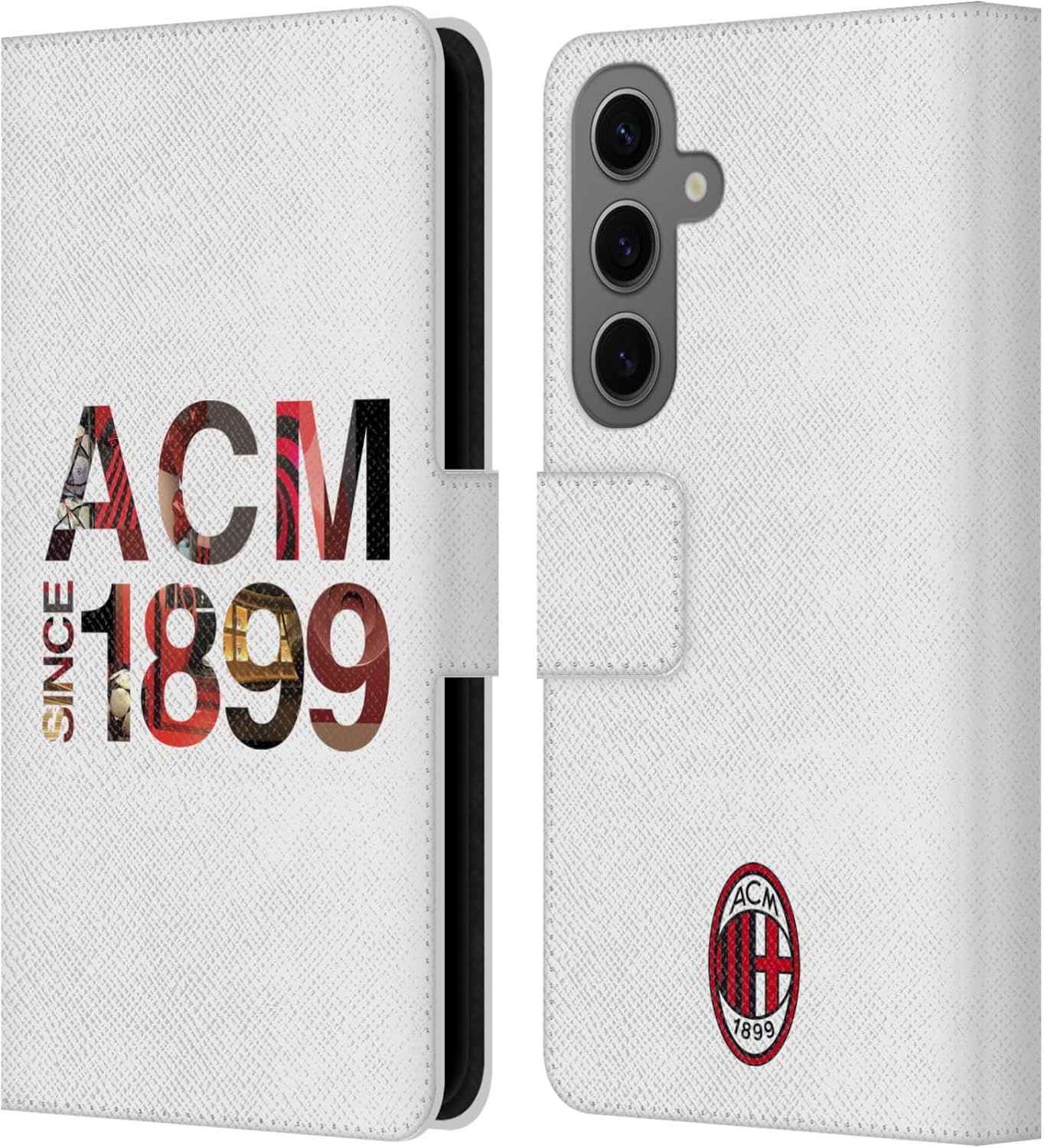 Head Case Designs Officially Licensed AC Milan 1899 Adults Leather Wallet Case Compatible with Samsung Galaxy S25