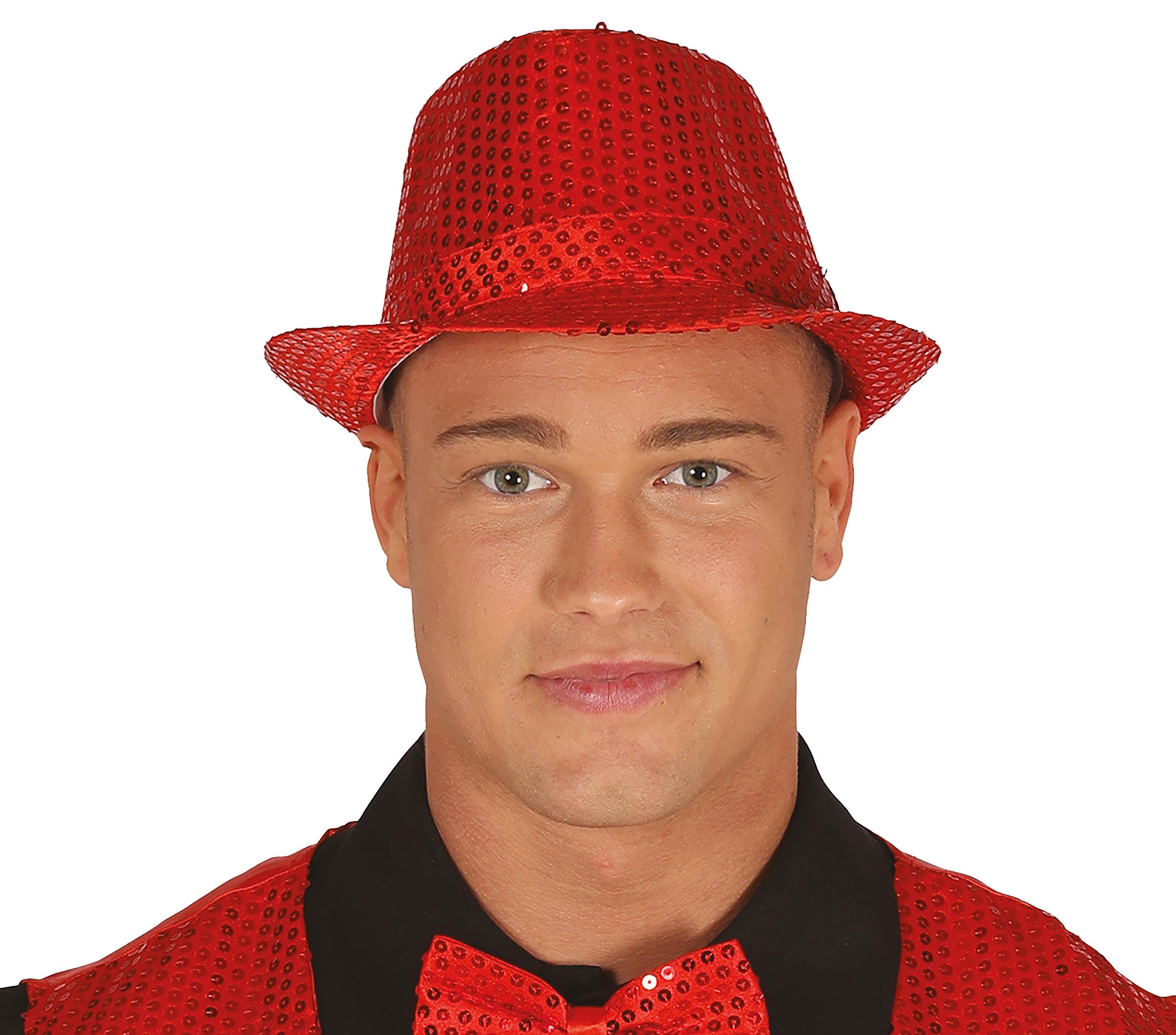 FIESTAS GUIRCA GORRO GANGSTER LENTEJUELAS ROJO