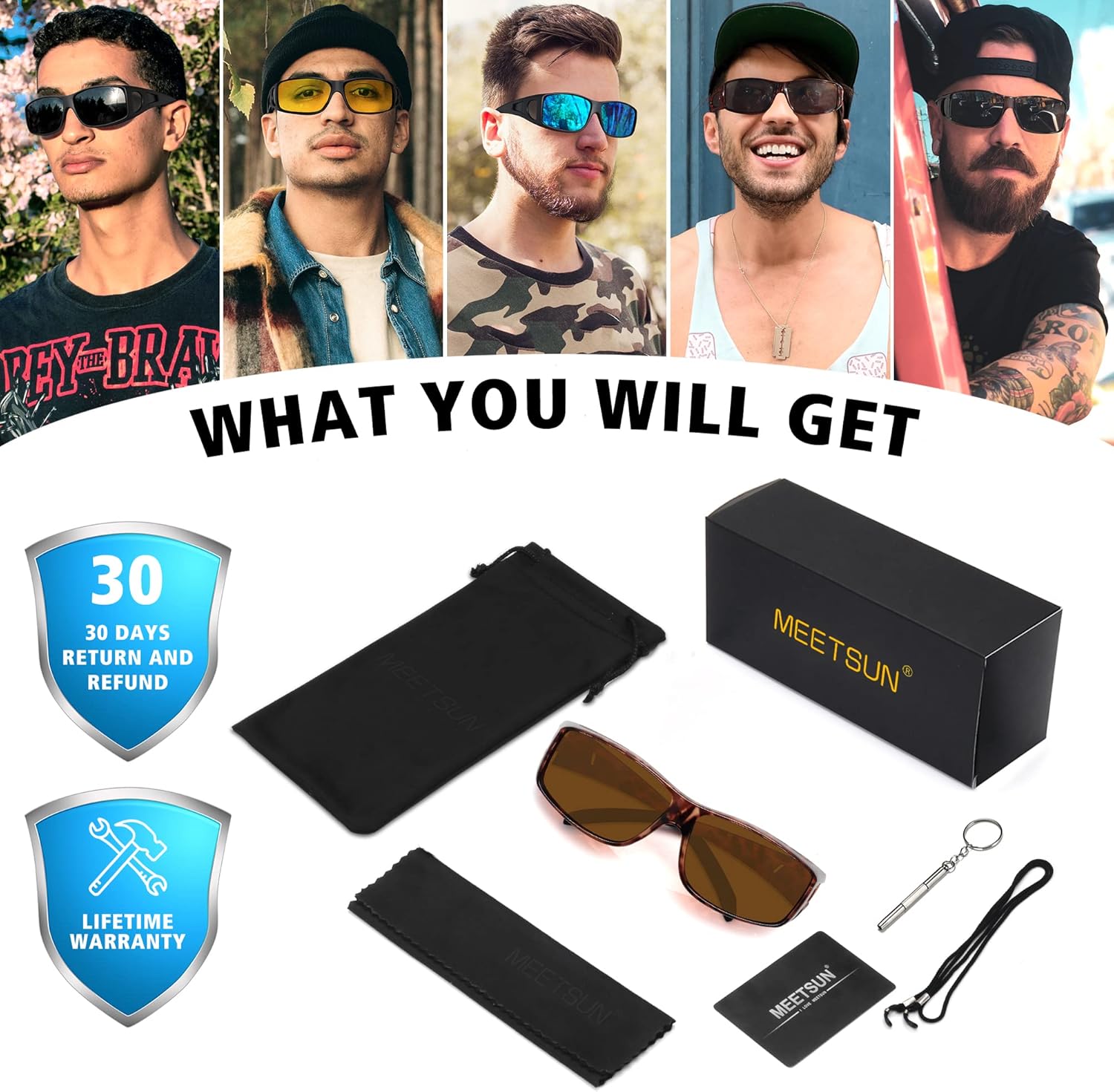 MEETSUN Fit Over Glasses Sunglasses for Men Women,Wrap Around Sunglasses Polarized UV400 Protection - Image 7