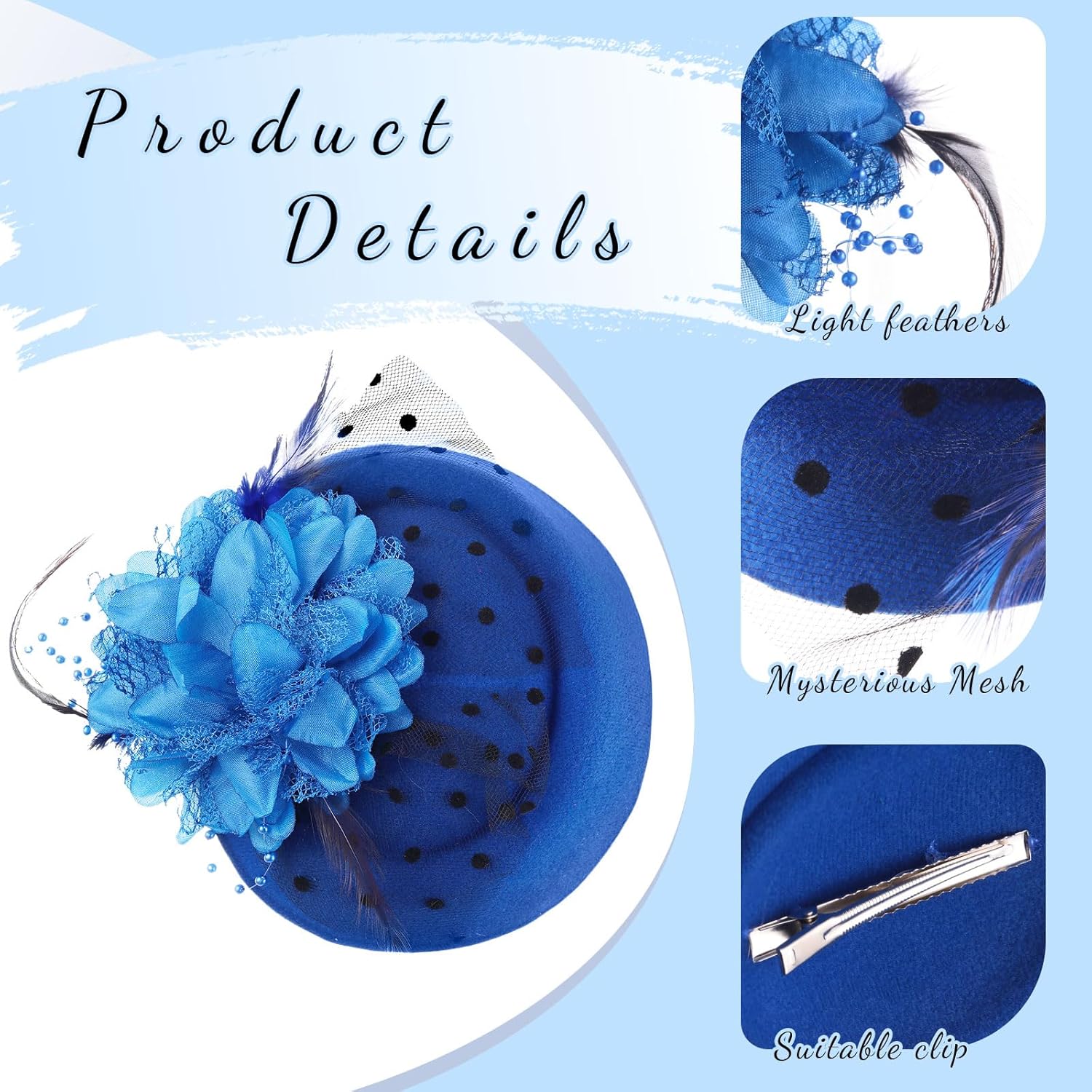 20 Pcs Vintage Fascinators Hats for Women Tea Party, 20s 50s Pillbox Fascinators Veil Pillbox Headwear with Clips for Women Ladies Cocktail Weddings Birthday Halloween Christmas - Image 2