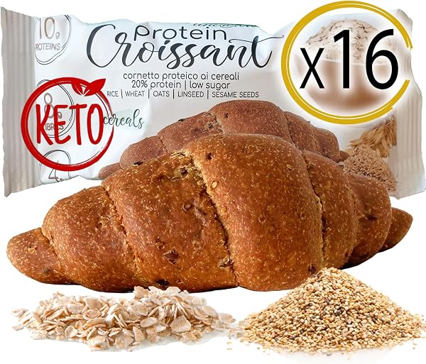 16 BRIOCHE KETO Iperproteiche con CEREALI Line@, gusto neutro con cereali e semi, 50 grammi e 20% PROTEINE - 1
