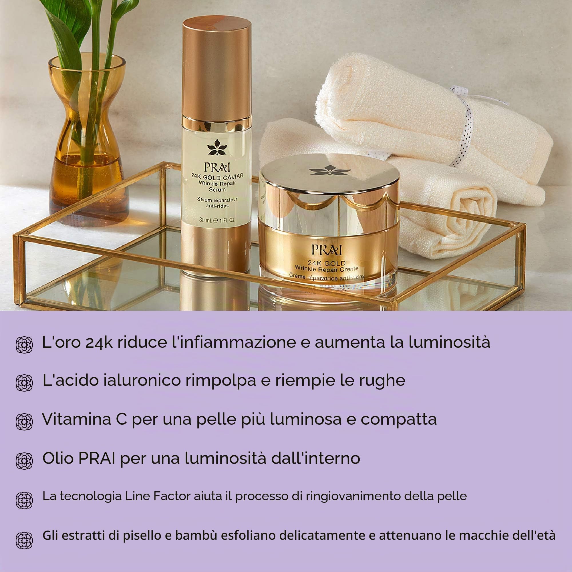 Prai - Siero da giorno per la riparazione delle rughe 24 K, 30 ml