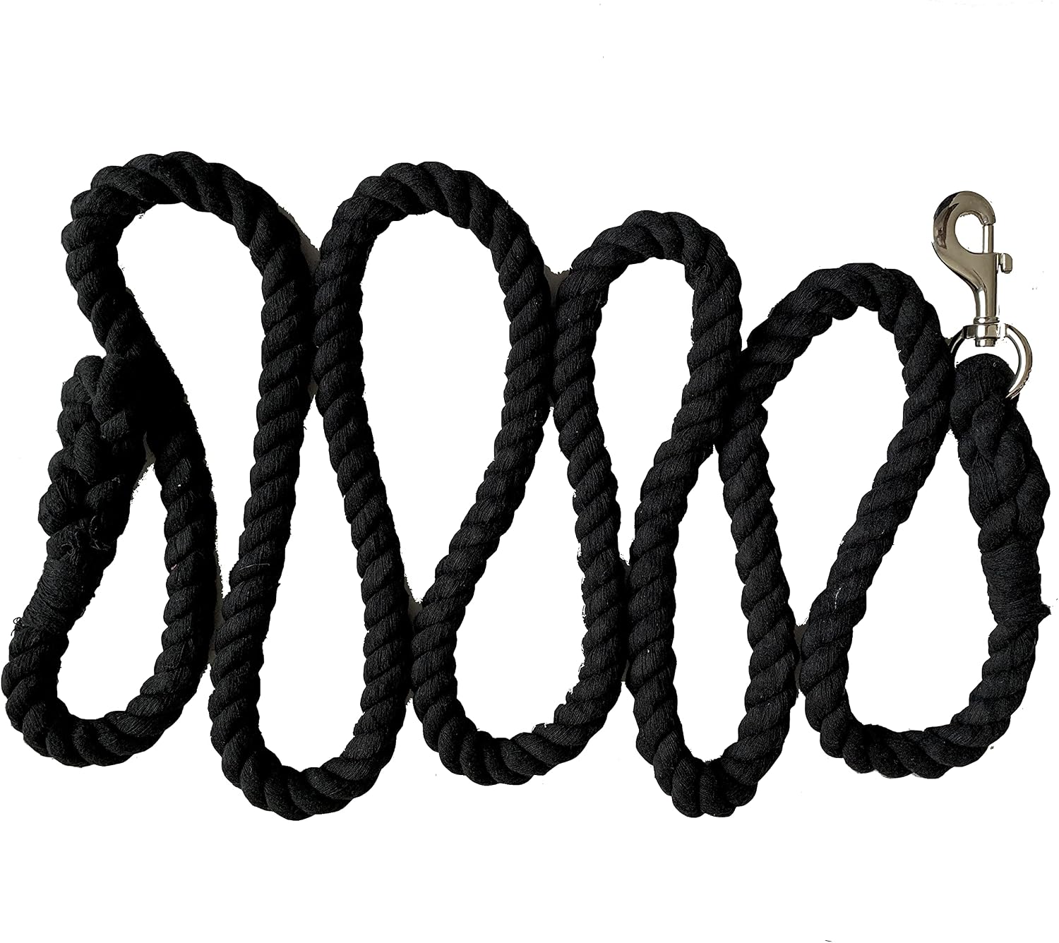 Majestic Ally Pack of 2 Solid Cotton Lead Rope for Horses & Livestock – 10 Foot Long and 5/8 inch (16MM) Thick - Replaceable Heavy-Duty Satin Bolt Snap – Handmade – Soft, Broken in Feel (Black)