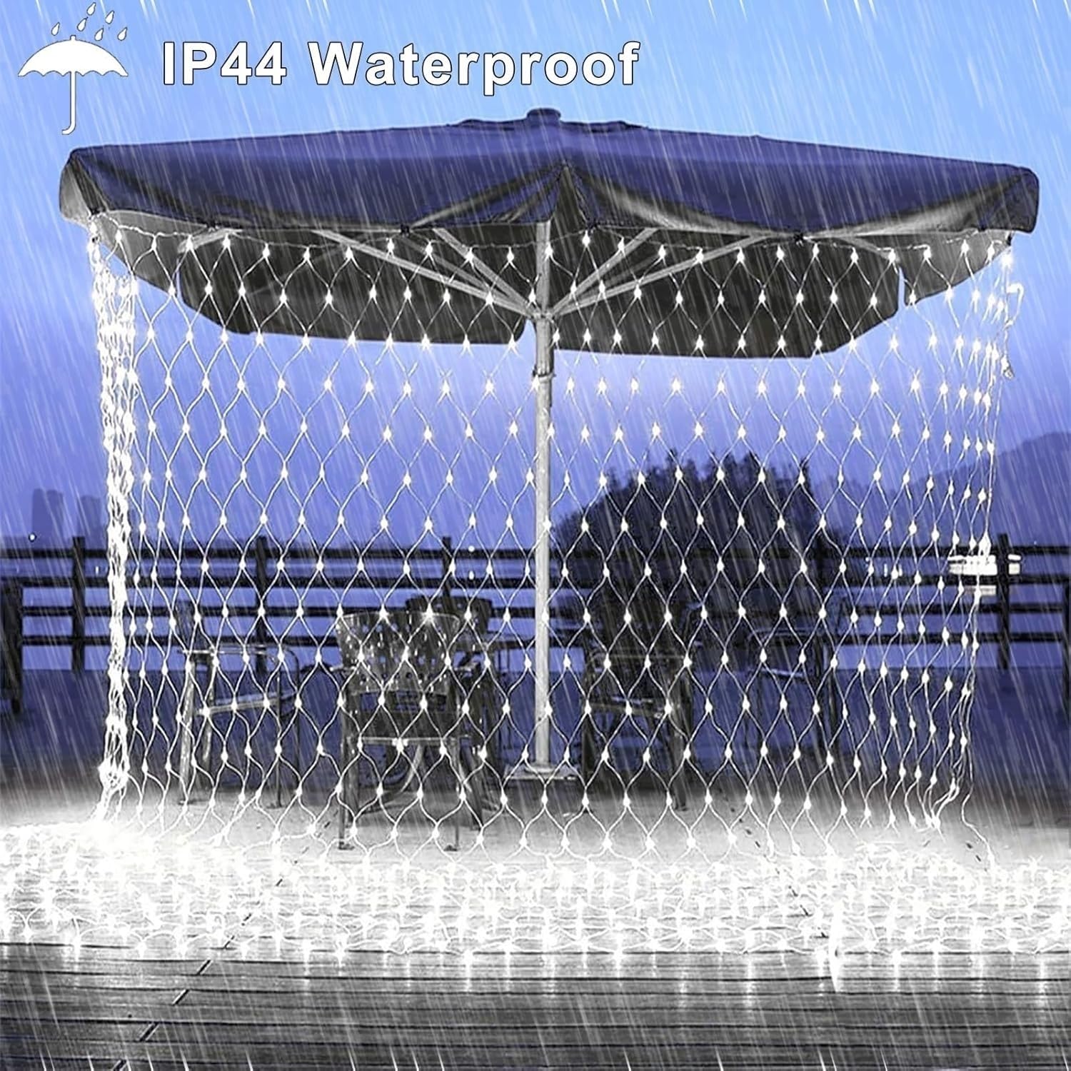 Lampki Ogrodowe, 8 Trybów, Drut Miedziany, Do Dekoracji Ogrodu, Choinki, Na Boże Narodzenie(Cool White,10m x 8m 2000led)