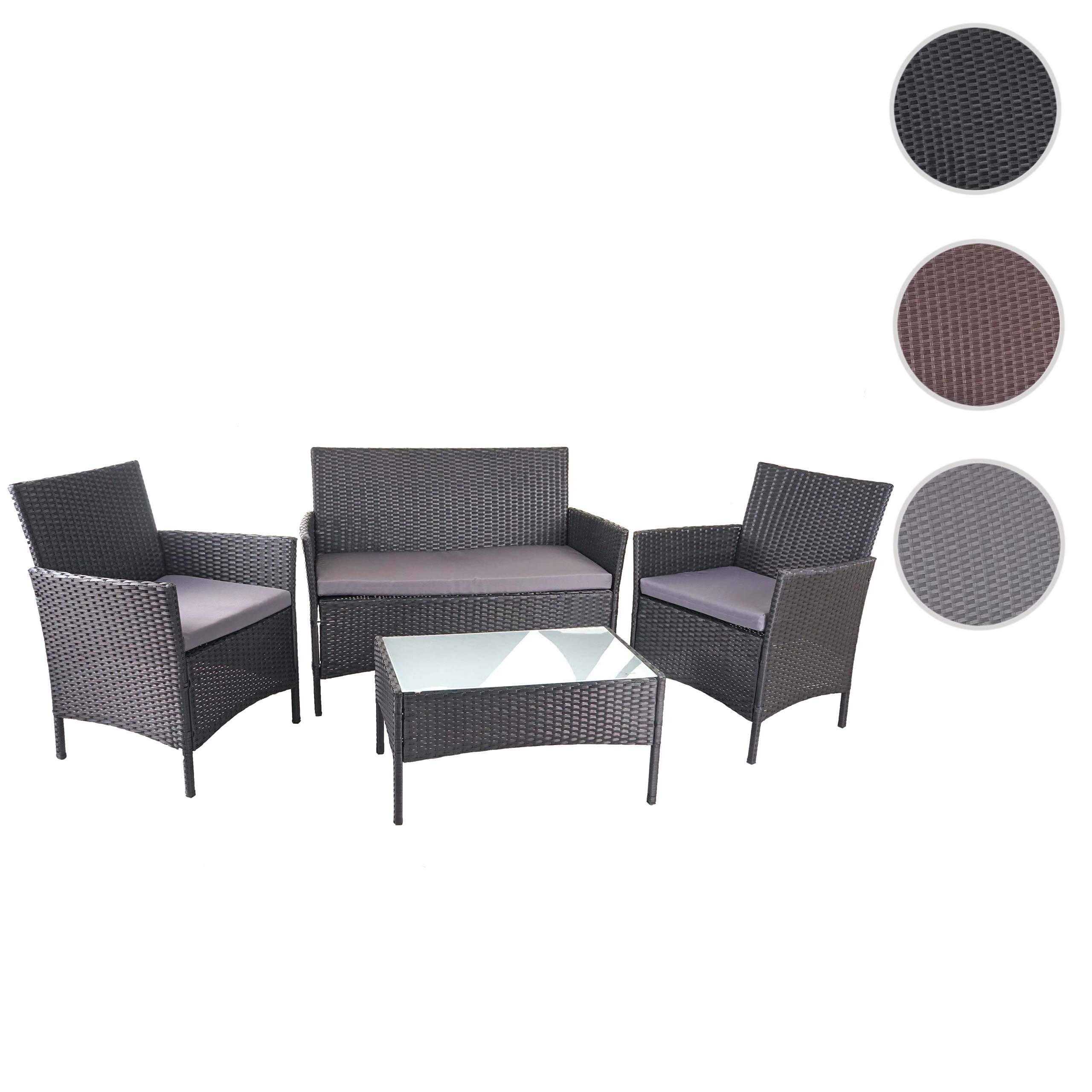 Mendler Set salotto giardino esterno salottino elegante HWC-D82 polyrattan nero con cuscini antracite