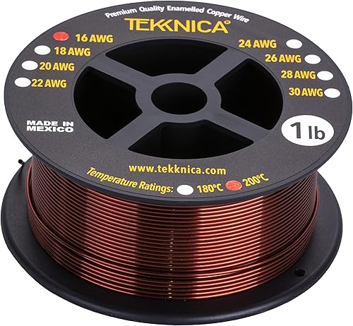 Alambre magnético 16 AWG - Alambre de bobinado magnético esmaltado -100% cobre - 1.0 lb - 0.0599 pulgadas de diámetro - Clasificación de temperatura