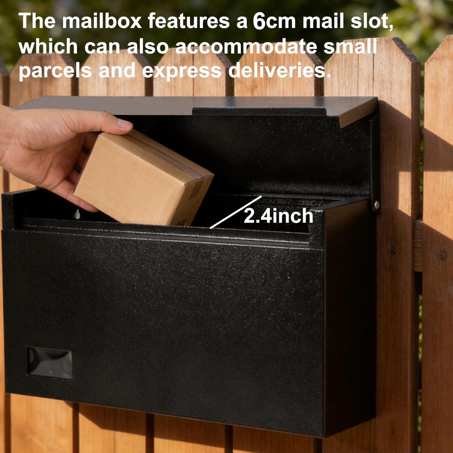 Outdoor Wall-Mounted Mail Box Large Capacity Post Letter Mail Box Newspaper Box with Viewing Window (14.5" x 3.2" x 7.1" Black)