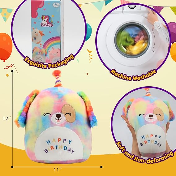 Easfan 12 Original Rainbow Birthday Dog Plush Pillow Stuffed Animal Gifts