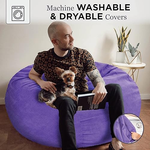 Miniatura 31 de CordaRoy's Puf de pana, puf convertible, lavable a máquina, funda de tela de pana para sótano, sala de estar, sala de juegos, dormitorio y más,