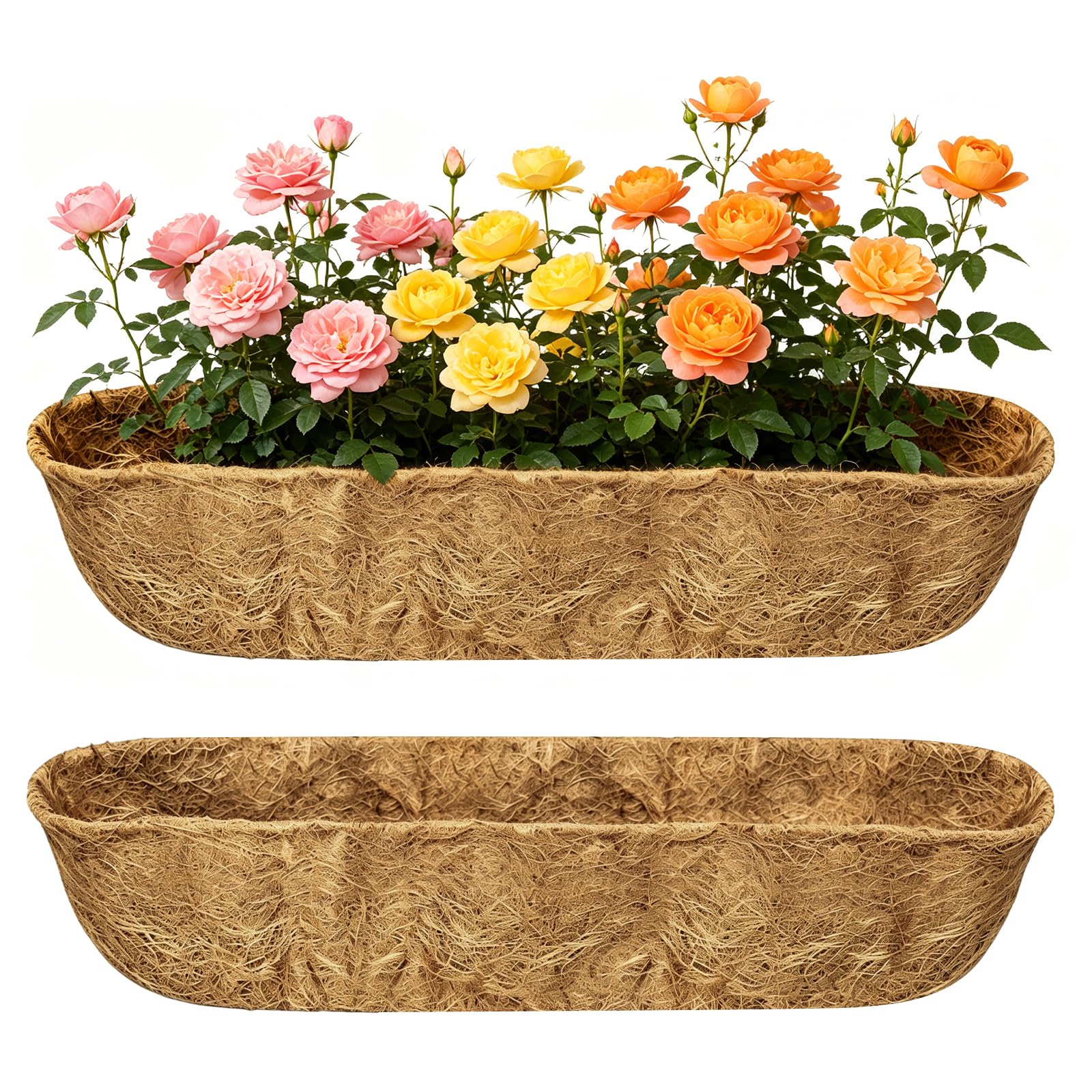 Vidoxdu 2Pcs Trough Coco Coir Liners, 24Inch Natural Coco Fiber Liner
