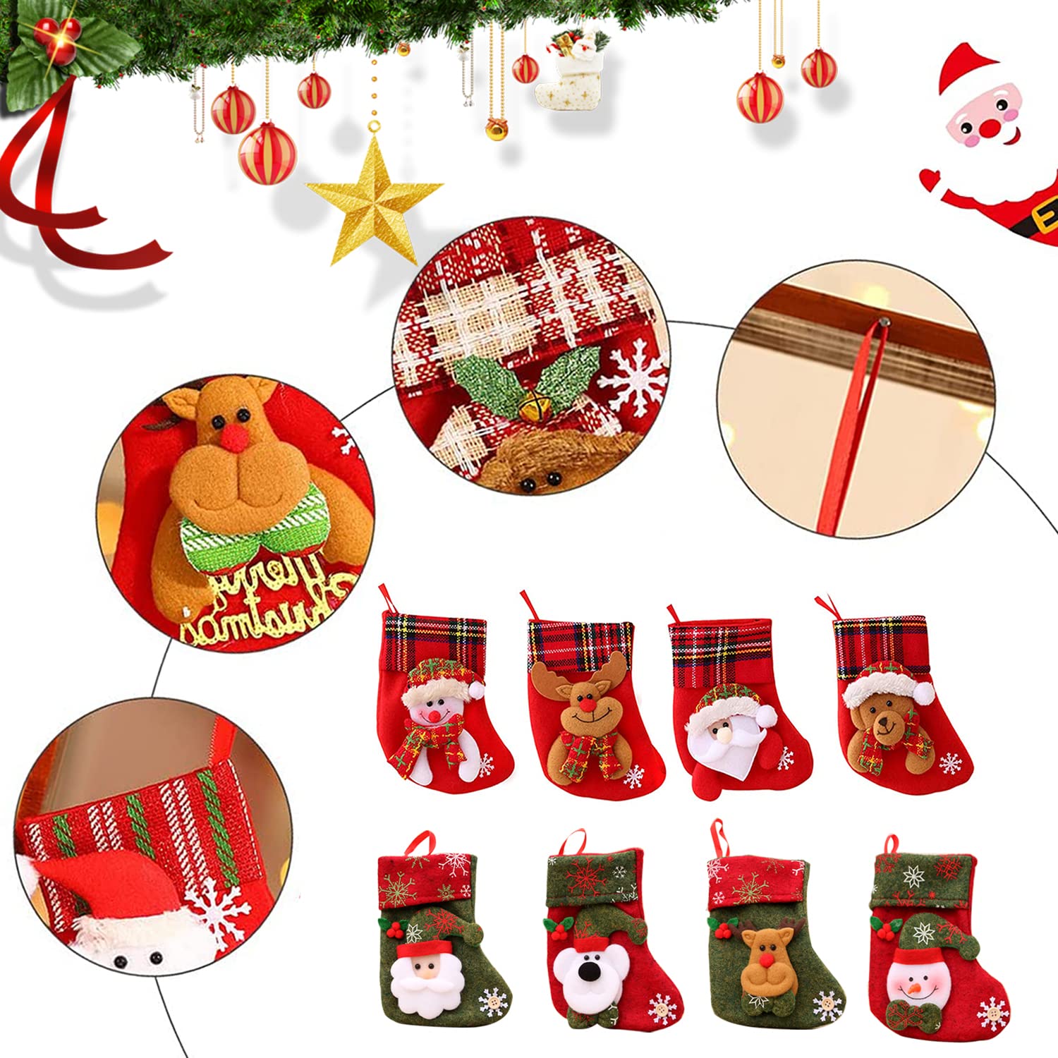 4 Pièces Chaussettes De Noël, Chaussette Noel A Suspendre