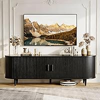 Vista 11 de MXV Soporte de TV moderno de mediados de siglo de 58 pulgadas con puertas correderas, consolas de TV con toma de corriente, centro