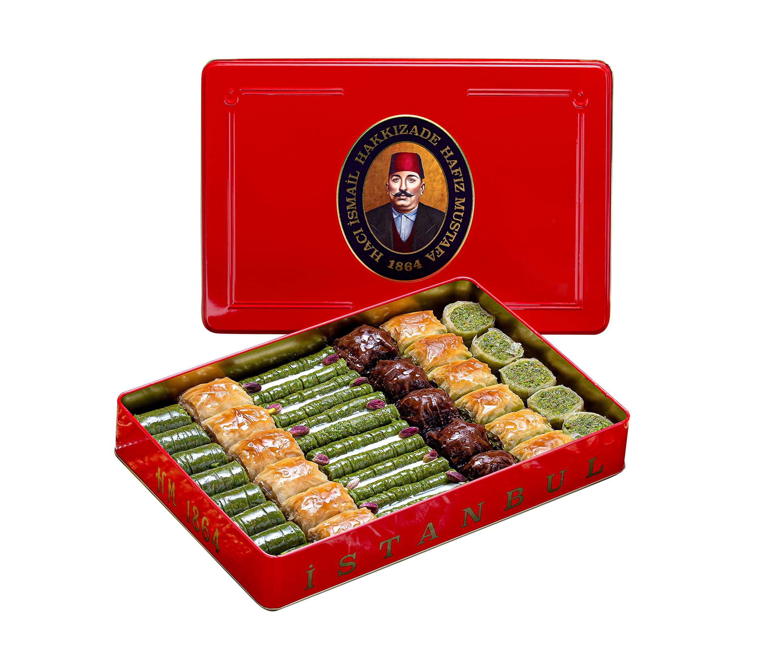 Hafiz Mustafa 1864 Istanbul Baklava Pastry Box - Baked Baklava Dessert Snacks Made from Fresh Phyllo Dough Sheets, Pistachio, Hazelnut, Walnut -