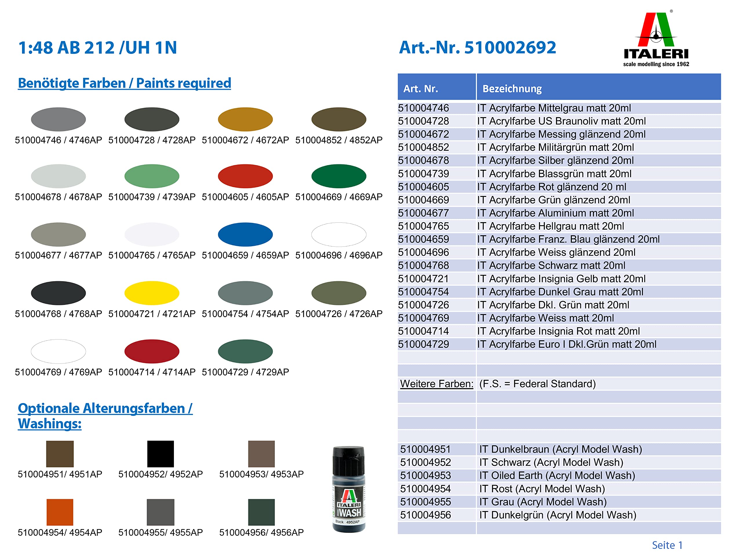 Italeri 510002692 - 1: 48 AB 212/UH 1 N Helicopter, Multicoloured, 362mm (Length) - Image 2